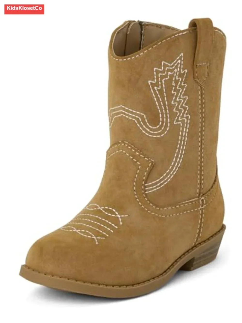 Faux Suede Western Cowgirl Boots with Side-Zipper